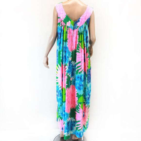 Vintage 60's Alice Polynesian Fashions Hawaiian Barkcloth Tent Column Dress med - Picture 8 of 10